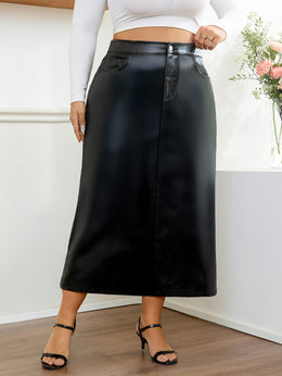 jkthpu-45 Flowy Black Denim Skirt Stretchy Comfort for All Seasons