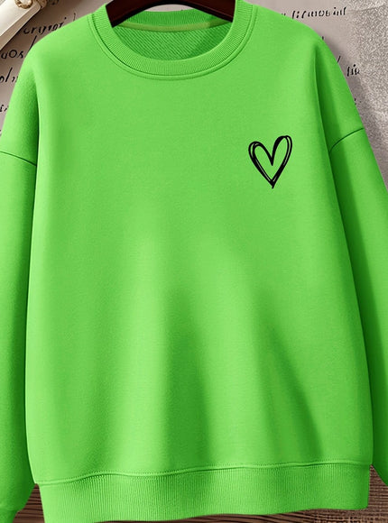 jkthpu-45 Fluorescent Green / UK 16 Women'S Gray Crew Neck Sweatshirt with Heart Design