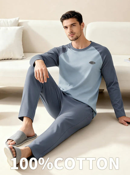 KissICON Four Seasons Plus Size Mens Cotton Sleepwear Set