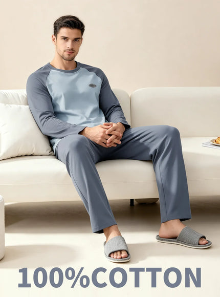 KissICON Four Seasons Plus Size Mens Cotton Sleepwear Set