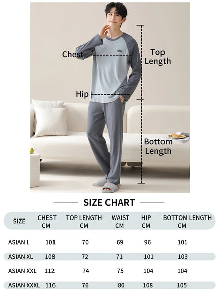 KissICON Four Seasons Plus Size Mens Cotton Sleepwear Set