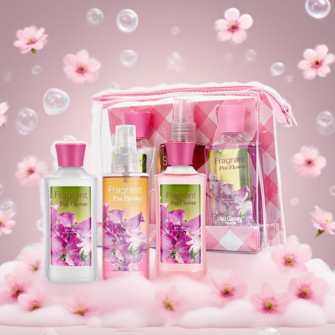 KissICON Fragrant Pea Flower 💋 Floral Bath Gift Set For Women -