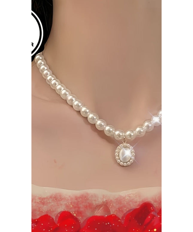 jkthpu-45 Freshwater Pearl Oval Pendant Necklace AAA Freshwater Pearl Collar - Timeless Luxury For Seasons