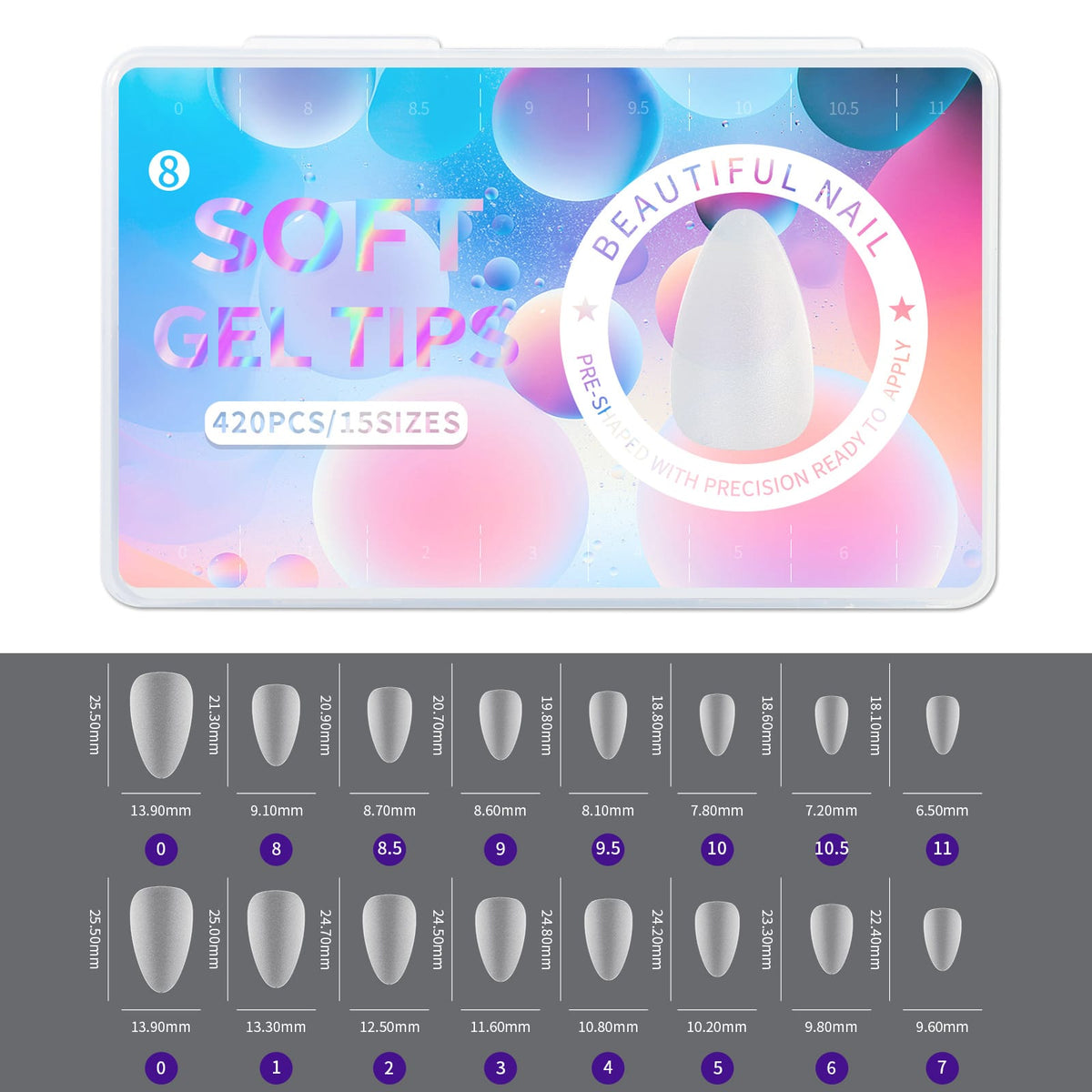 KissICON Frosted Almond Nails Press On Acrylic Tips -
