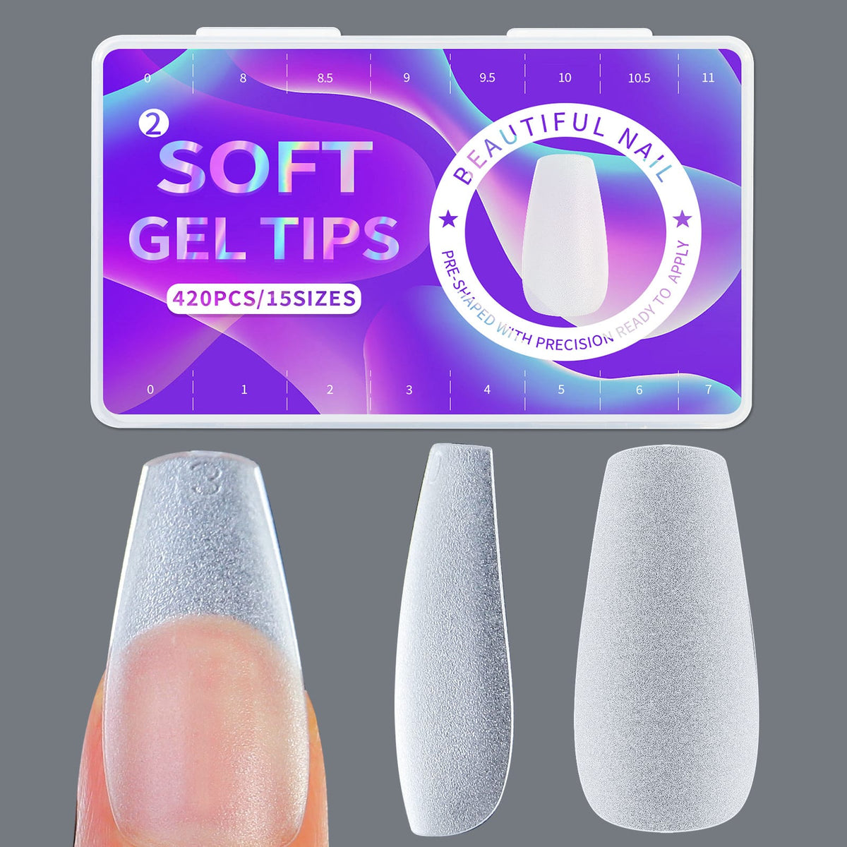 KissICON Frosted Almond Nails Press On Acrylic Tips -