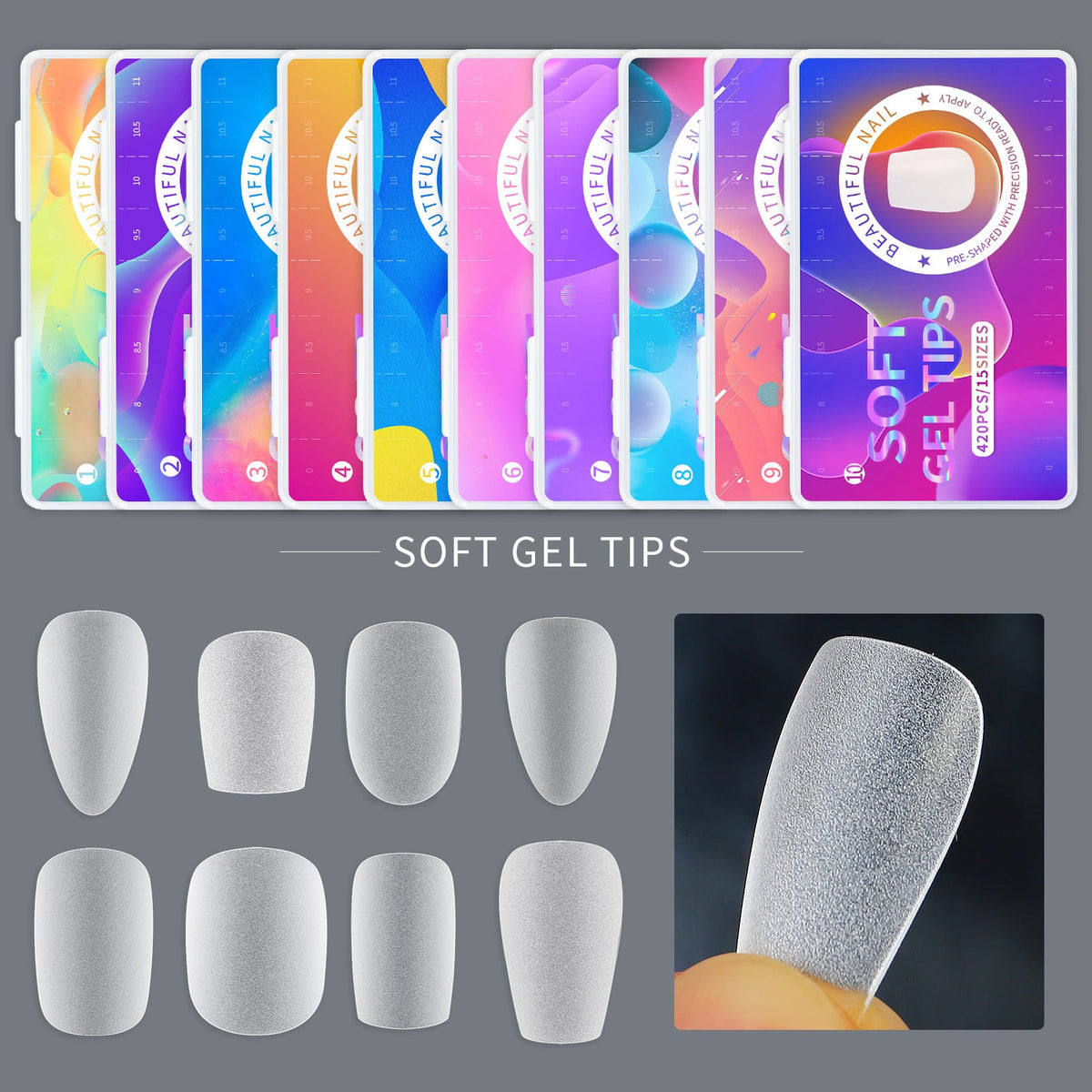 KissICON Frosted Almond Nails Press On Acrylic Tips -