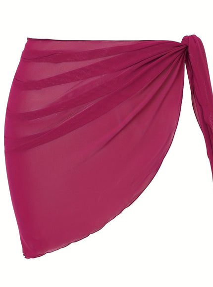 KissICON Fuchsia / One-size Sheer Beach Wrap Skirt – Elegant Poolside Vacation