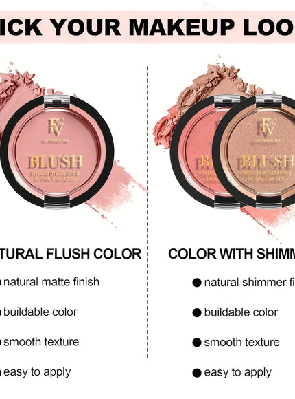 jkthpu-45 FV Long Lasting Powder Blush - Lightweight Shimmer