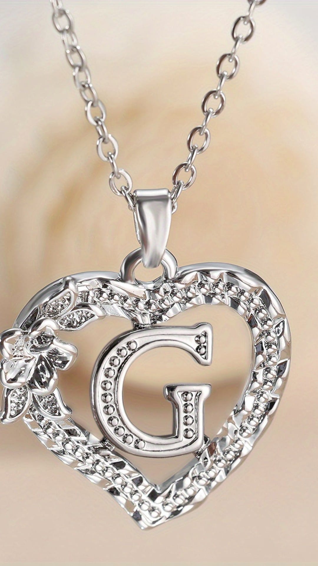 jkthpu-45 G KissIcon Elegant Initial Heart Necklace - CZ Birthstone