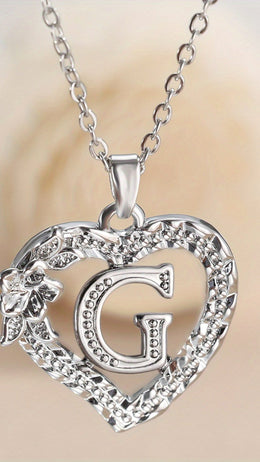 jkthpu-45 G KissIcon Elegant Initial Heart Necklace - CZ Birthstone