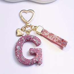 KissICON G Sparkling Pink  White Initial PVC Keychain Gift
