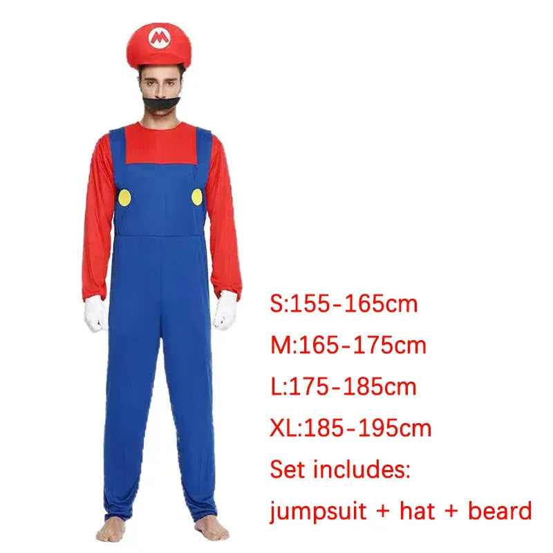 KissICON Game Marios Super Luigi Brothers Uniform Set Cosplay Costumes Funny Anime Adult Men Jumpsuit Woman Dress Halloween Costume