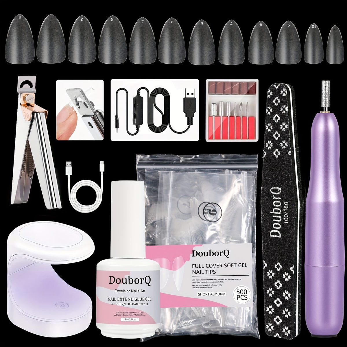 KissICON GCF KissIcon Coffin Nail Tips Gel X Kit -