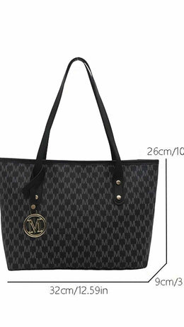jkthpu-45 Geometric Print Tote Bag – Golden Chain Strap Convertible Crossbody