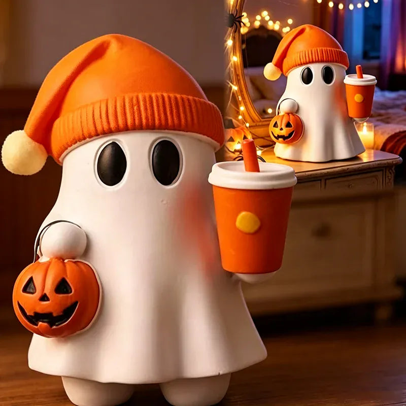 KissICON ghost Cute Halloween Ghost Miniature Spooky Desktop Ornament House Decor Creepy Table Centerpiece Party Supplies Home Decoration Gift