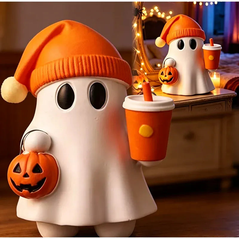 KissICON ghost Cute Halloween Ghost Miniature Spooky Desktop Ornament House Decor Creepy Table Centerpiece Party Supplies Home Decoration Gift