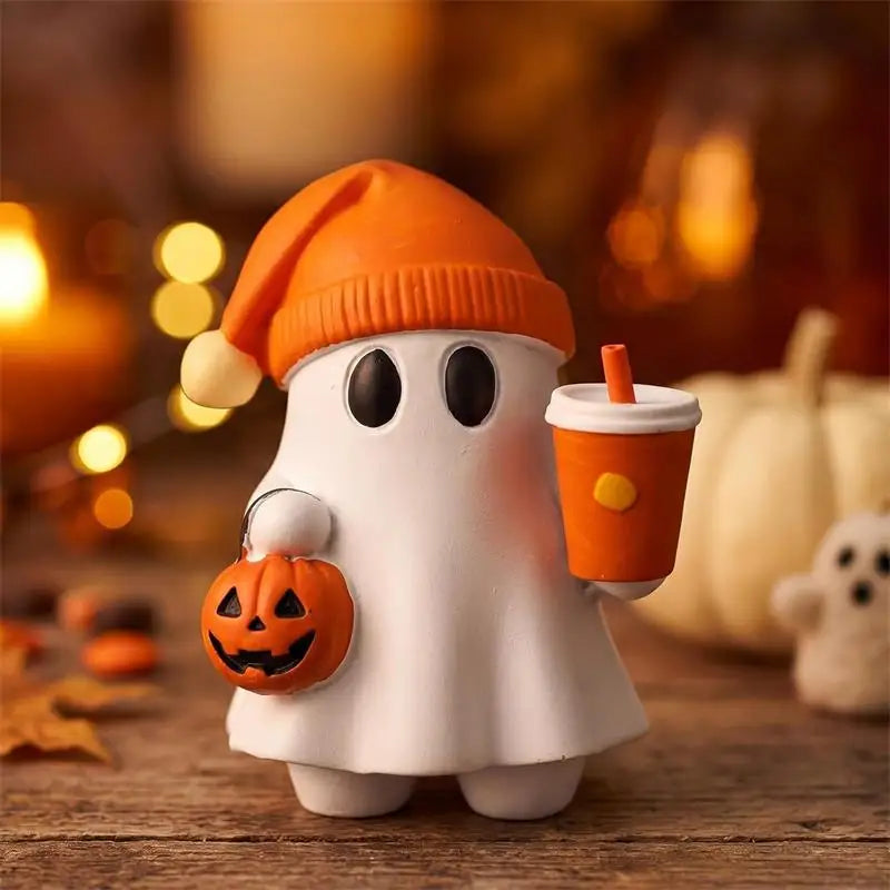 KissICON ghost Cute Halloween Ghost Miniature Spooky Desktop Ornament House Decor Creepy Table Centerpiece Party Supplies Home Decoration Gift