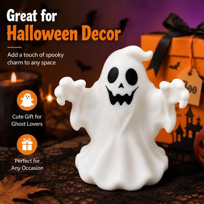 KissICON Ghost Halloween Ghost Figurine, Cute Spooky Desktop Ornament for Table, Shelf, Office, Home Party Seasonal Decor