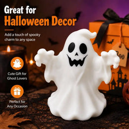 KissICON Ghost Halloween Ghost Figurine, Cute Spooky Desktop Ornament for Table, Shelf, Office, Home Party Seasonal Decor