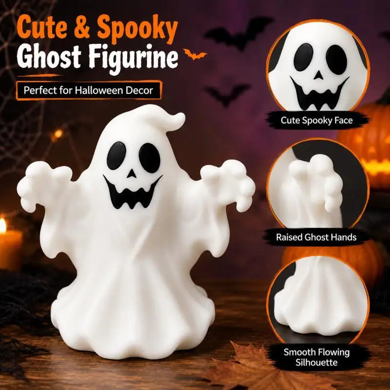 KissICON Ghost Halloween Ghost Figurine, Cute Spooky Desktop Ornament for Table, Shelf, Office, Home Party Seasonal Decor