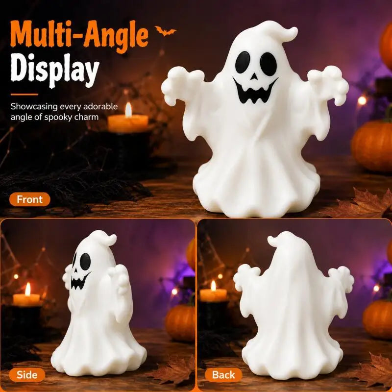 KissICON Ghost Halloween Ghost Figurine, Cute Spooky Desktop Ornament for Table, Shelf, Office, Home Party Seasonal Decor