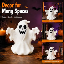 KissICON Ghost Halloween Ghost Figurine, Cute Spooky Desktop Ornament for Table, Shelf, Office, Home Party Seasonal Decor