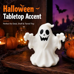 KissICON Ghost Halloween Ghost Figurine, Cute Spooky Desktop Ornament for Table, Shelf, Office, Home Party Seasonal Decor