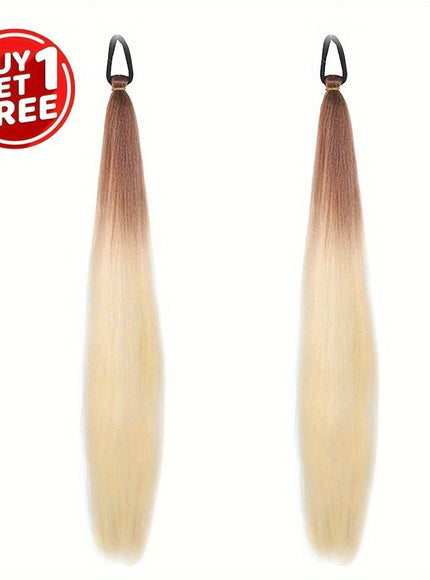 KissICON ginger-colored / 26inch Kissicon Synthetic Straight Ponytail Elastic Tie