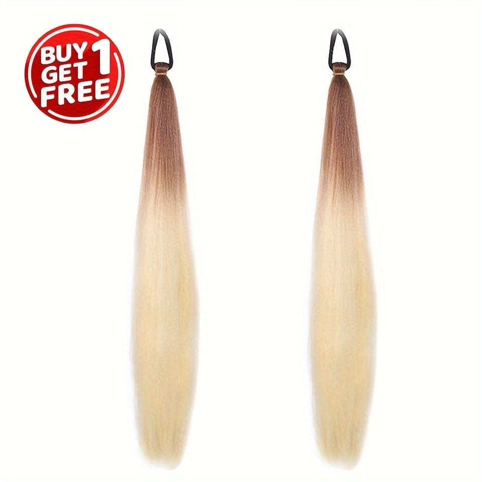 KissICON ginger-colored / 26inch Kissicon Synthetic Straight Ponytail Elastic Tie