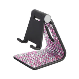 jkthpu-45 Glamorous Pink Rhinestones on Deep Black Dazzling Diamond Stand Adjustable TabletPhone Holder Portable Office