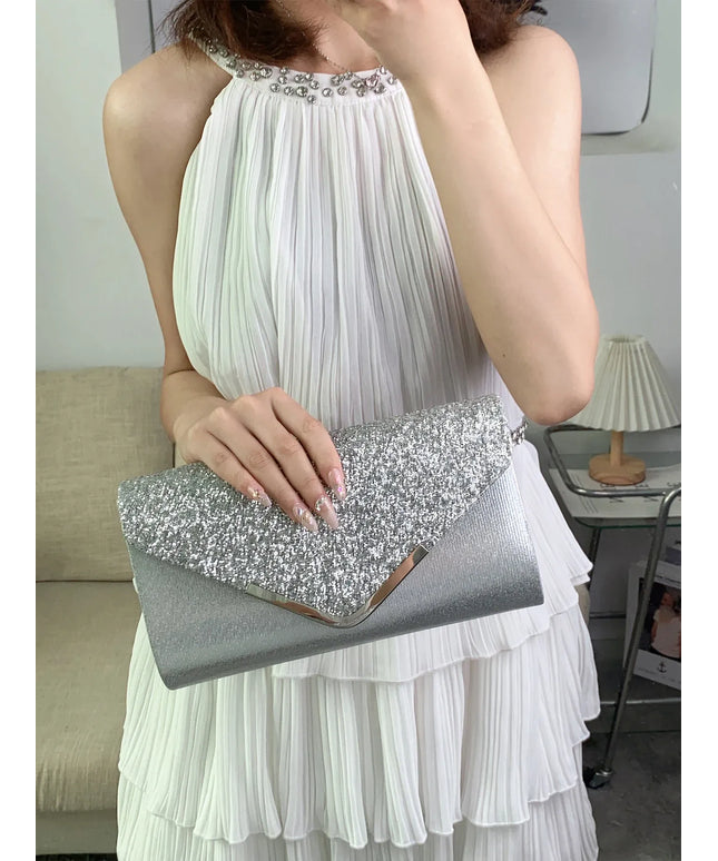 Dropshipman Glitter Bling Envelope Clutch Bag – Shiny Party & Wedding Dinner Handbag