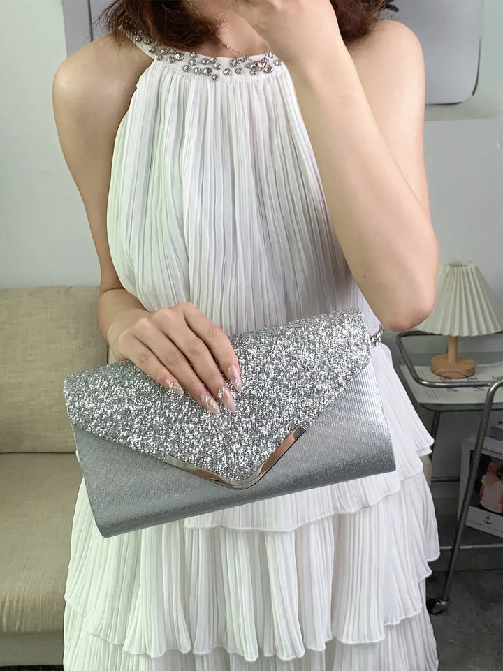 Glitter Bling Envelope Clutch Bag – Shiny Party & Wedding Dinner Handbag