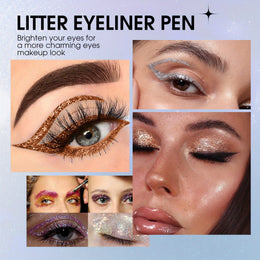 KissICON Glitter Eyeliner Set 8-Colors Sparkle 8color Longlasting Waterproof Glitter Eyeliner Set