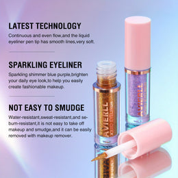 KissICON Glitter Eyeliner Set 8-Colors Sparkle 8color Longlasting Waterproof Glitter Eyeliner Set
