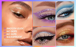 KissICON Glitter Eyeliner Set 8-Colors Sparkle 8color Longlasting Waterproof Glitter Eyeliner Set