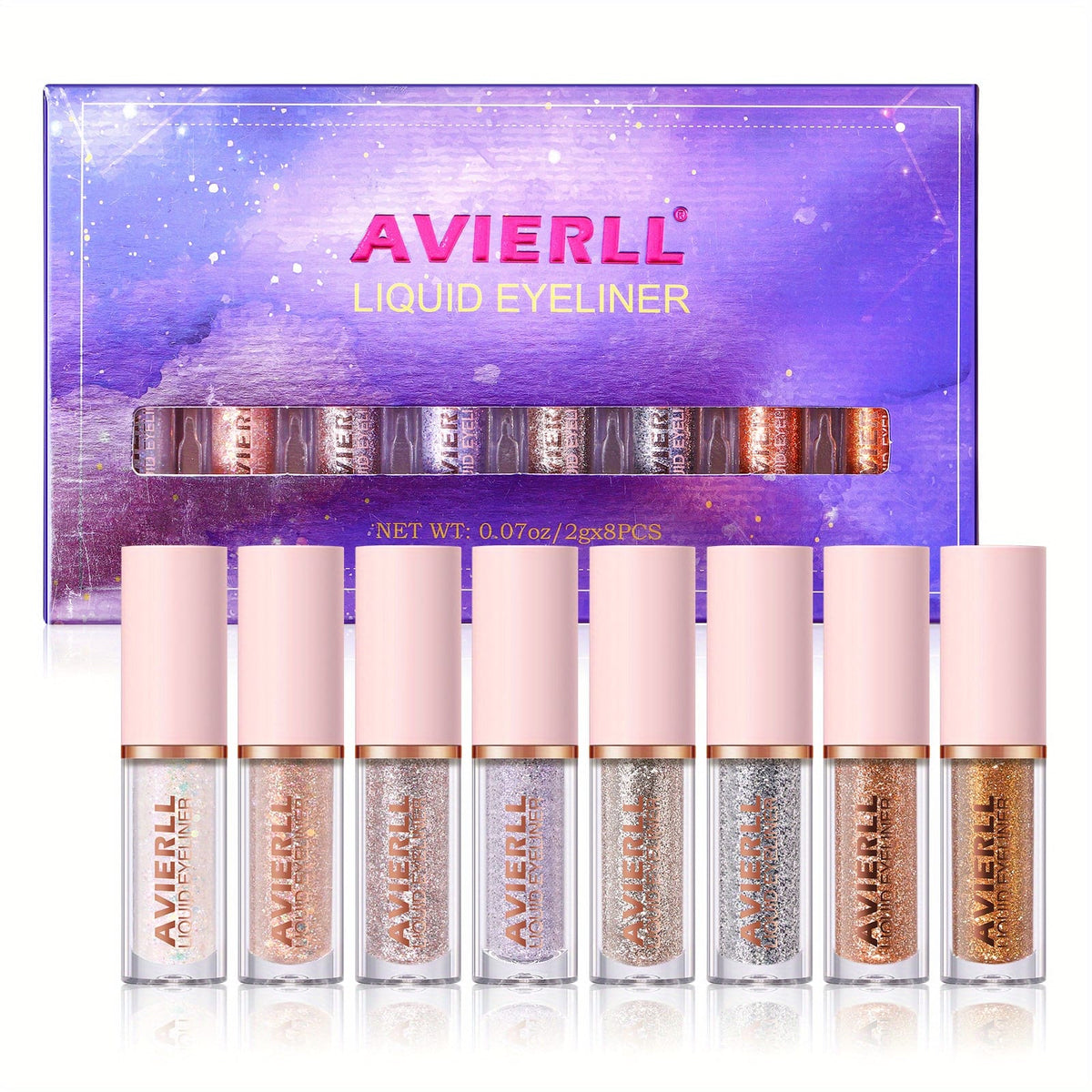 KissICON Glitter Eyeliner Set 8-Colors Sparkle 8color Longlasting Waterproof Glitter Eyeliner Set