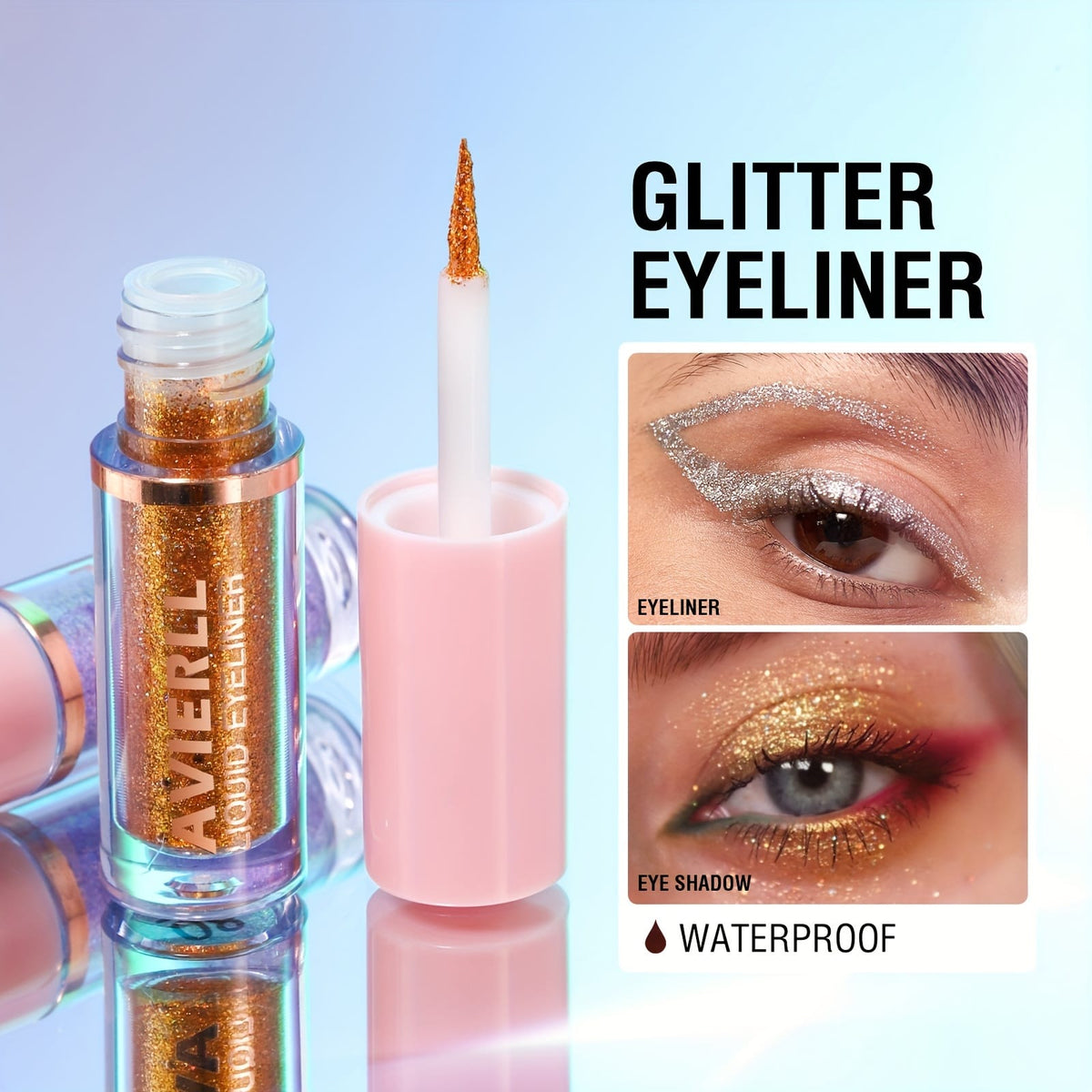 KissICON Glitter Eyeliner Set 8-Colors Sparkle 8color Longlasting Waterproof Glitter Eyeliner Set
