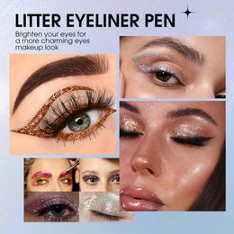 KissICON Glitter Eyeliner Set 8-Colors Sparkle 8color Longlasting Waterproof Glitter Eyeliner Set
