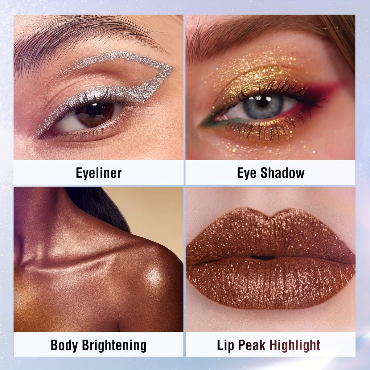 KissICON Glitter Eyeliner Set 8-Colors Sparkle 8color Longlasting Waterproof Glitter Eyeliner Set