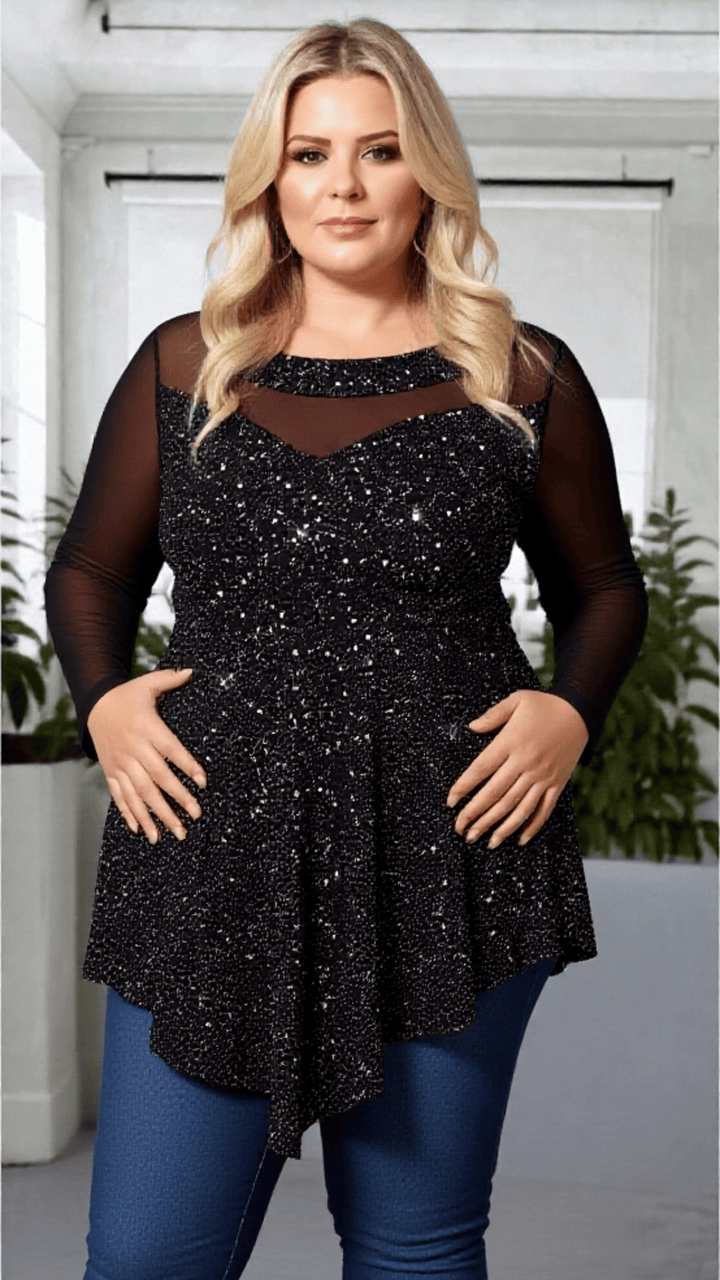 Glitter Glam Asymmetrical Top