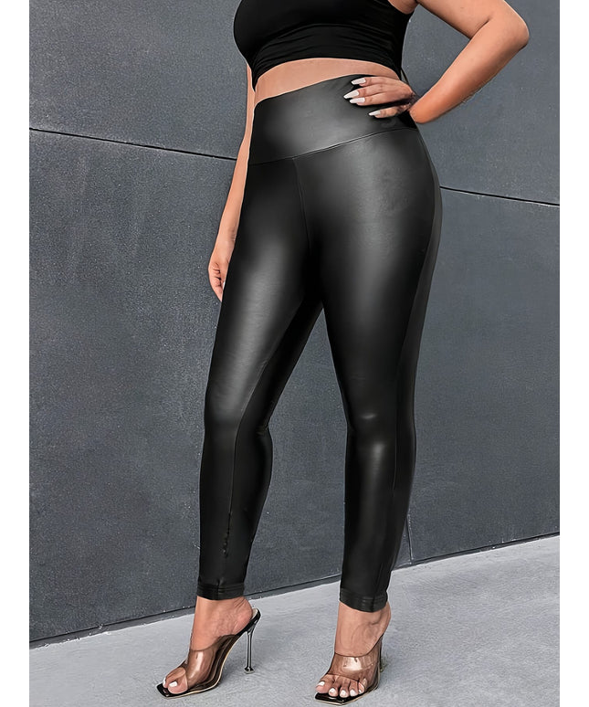jkthpu-45 Glossy HighWaist Black Leggings Comfy Versatile Fashion