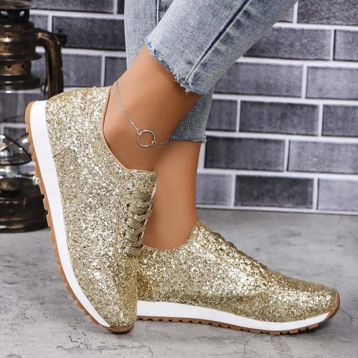 Dropshipman gold 1 / 43 Women's Silver Glitter Sneakers For Women Bling Shoes Slip-on Casual Trend Platform Sport Shoes Woman Non-slip Vulcanize Shoes