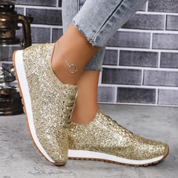 Dropshipman gold 1 / 43 Women's Silver Glitter Sneakers For Women Bling Shoes Slip-on Casual Trend Platform Sport Shoes Woman Non-slip Vulcanize Shoes