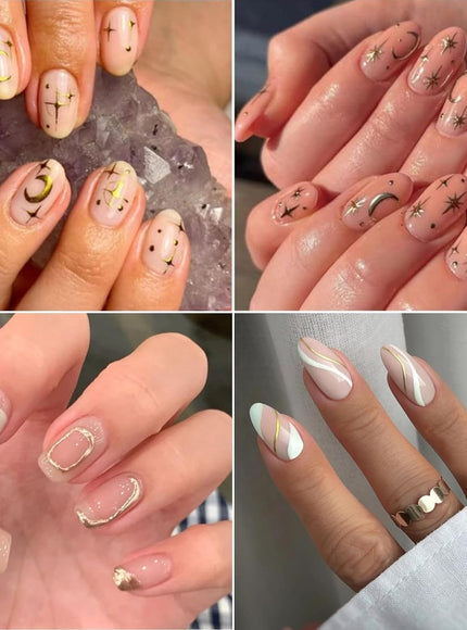 KissICON Gold-1 💋 Golden Nail Art Stickers 3D Self-Adhesive -