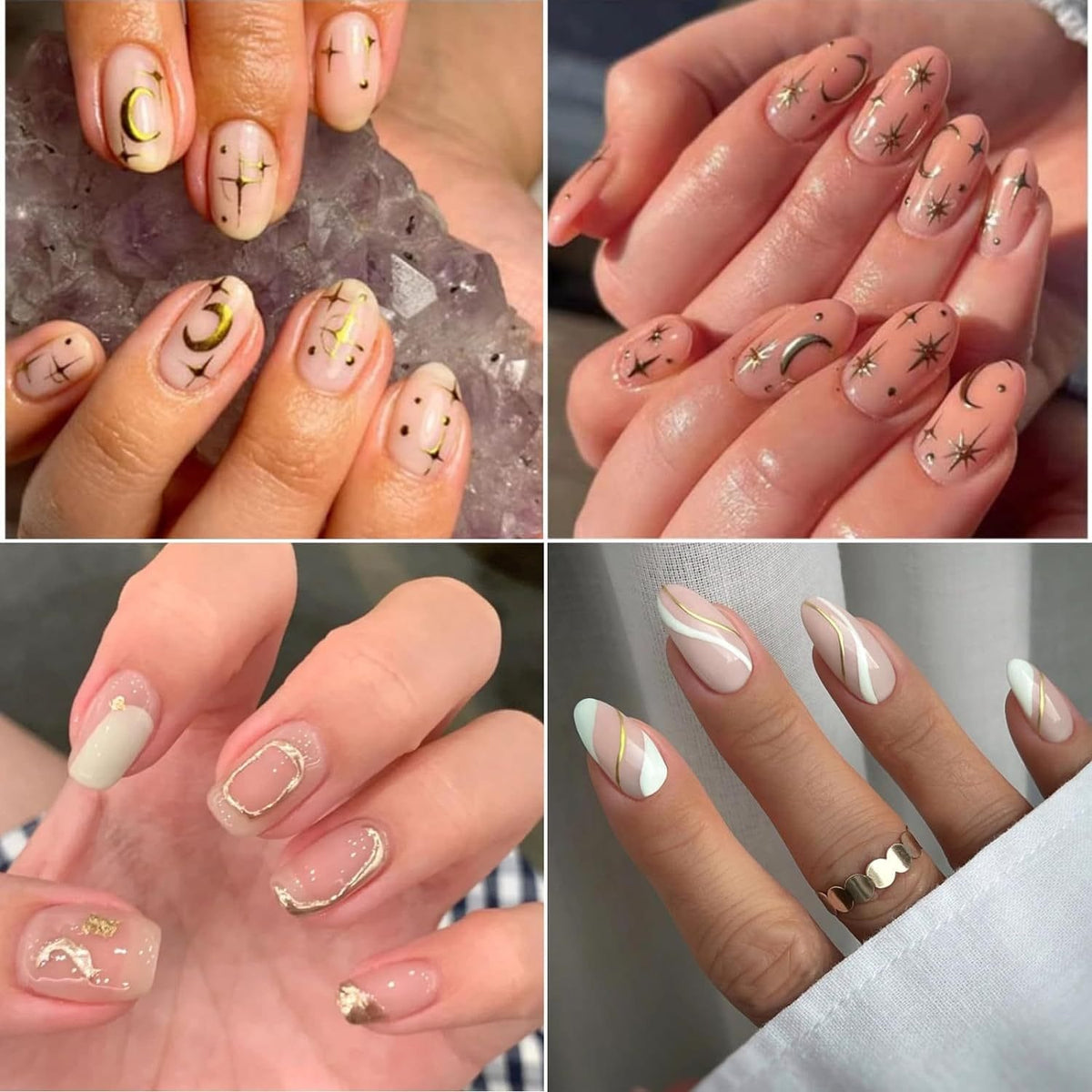KissICON Gold-1 💋 Golden Nail Art Stickers 3D Self-Adhesive -