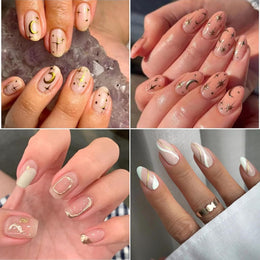 KissICON Gold-1 💋 Golden Nail Art Stickers 3D Self-Adhesive -