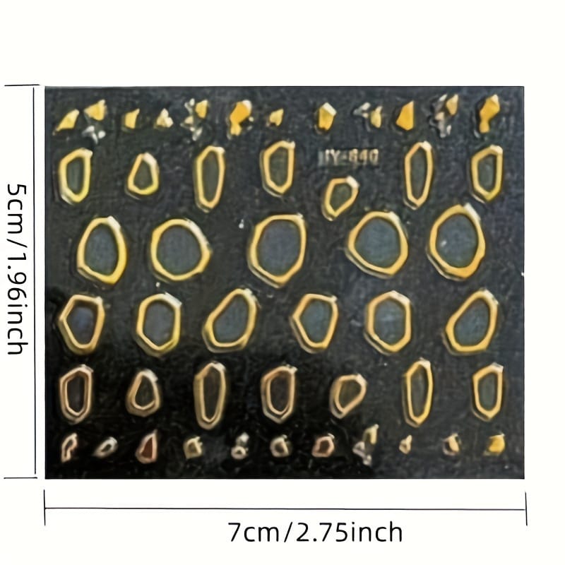 KissICON Gold-1 💋 Golden Nail Art Stickers 3D Self-Adhesive -