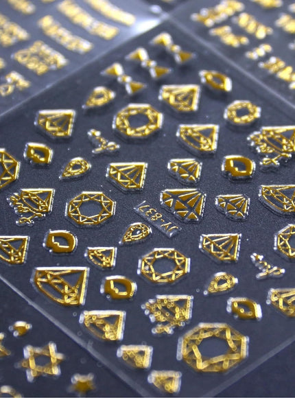 KissICON Gold-1 💋 Golden Nail Art Stickers 3D Self-Adhesive -