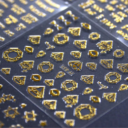 KissICON Gold-1 💋 Golden Nail Art Stickers 3D Self-Adhesive -