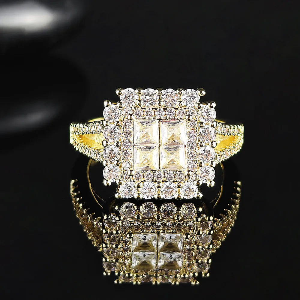 KissICON gold / 11 Kissicon Gorgeous Square Shape Ring – Iced Zircon